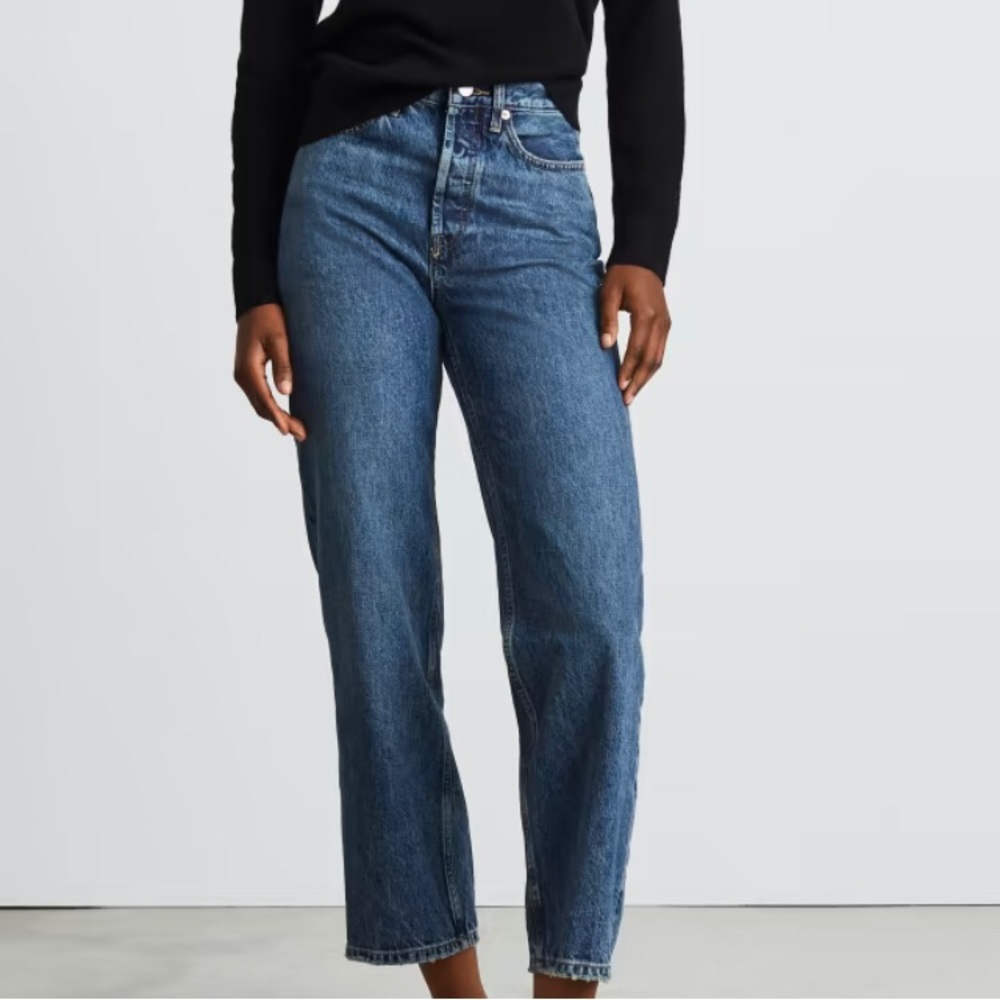 Everlane “Rigid Way-High Jean” in Worn-In Blue